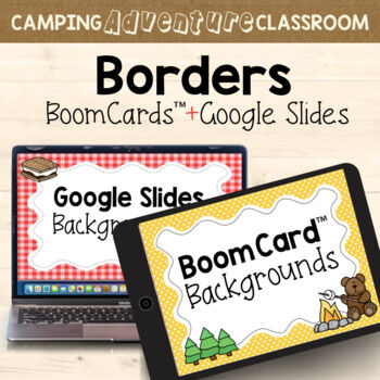 Preview of BoomCard™ and Google Slides Border Backgrounds  {Camping Adventure Forest Decor}