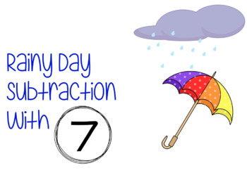 Preview of BOOMCARDS - Rainy Day 7 Facts Subtraction