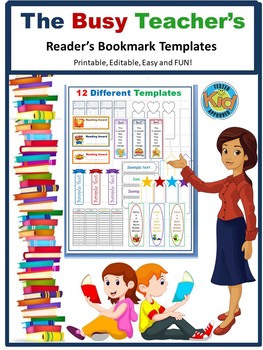 Preview of Bookmark Templates Editable WORD Printables Reading (Distance Learning)
