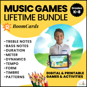Preview of Boomcards Music Games No Stress Lifetime Bundle