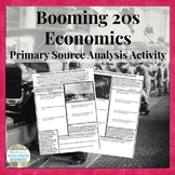 Booming 20s Economy Primary Sources Analysis Activity Hand
