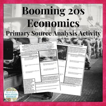 Preview of Booming 20s Economy Primary Sources Analysis Activity Handout 1920s U.S.