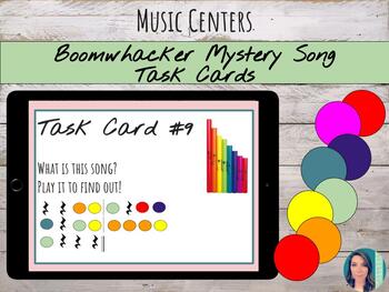 Preview of Boomwhacker or CML Song Maker Mystery Song Task Cards for Music Centers