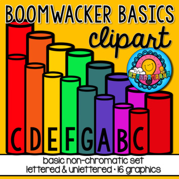 Preview of Boomwhackers Basic Non-Chromatic Boomwhacker Clipart Set, Lettered & Unlettered