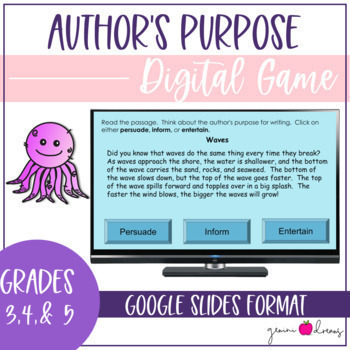Preview of Boost Reading Comprehension: Identifying Author's Purpose with PIE Method Game 