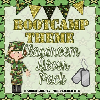 Preview of Boot Camp Theme Classroom Decor Pack {with glitter!} *EDITABLE*