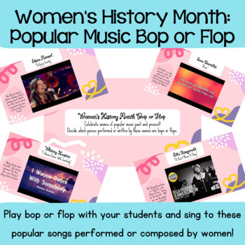 Preview of Bop or Flop Game: Women's History Month Popular Music