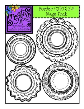 Simple Circle Frames, 9 inch Round Clip Art Border Digital Stamp Scalloped  Circle Frame Photoshop Brush, Dot Frame Border & Zig Zag