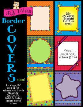 Preview of Border Covers Vol. 1 - 6 full page project covers in black & white and color