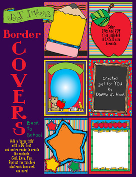 Preview of Border Covers for School - 6 full page project covers in black & white and color
