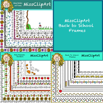Preview of Border MEGA BUNDLE: Back To School ($9.00 Value)(Color and B&W){MissClipArt}