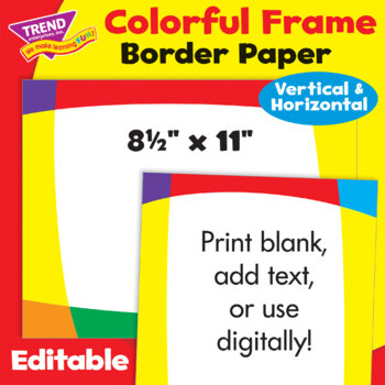 Preview of Border Paper Digital Frame - Color Bright | Editable