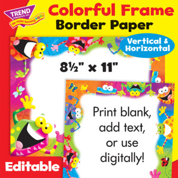Preview of Border Paper Digital Frame - Frog Theme | Editable