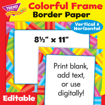 Preview of Border Paper Digital Frame - Kaleidoscope Colors | Editable