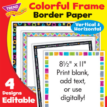 Preview of Border Paper Digital Frame Multipack - Tropical Paint Brush Patterns | Editable