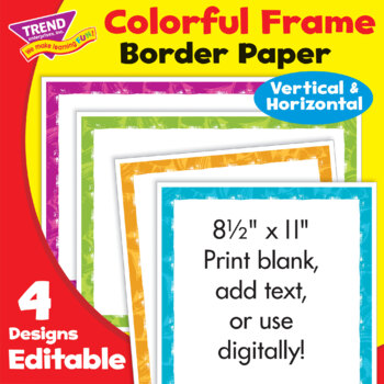 Preview of Border Paper Digital Frame Multipack - Tropical Paintbrush Solids | Editable