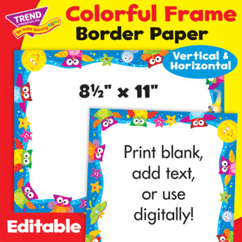 Preview of Border Paper Digital Frame - Owl Stars® | Editable