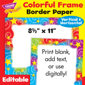 Preview of Border Paper Digital Frame - Stars & Swirls | Editable