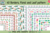 Border floral and leaf patterns (clip art)