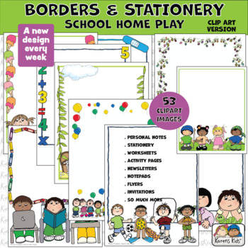 Preview of Borders 53 Clipart School Home Play Pages (Karen's Kids Clipart)