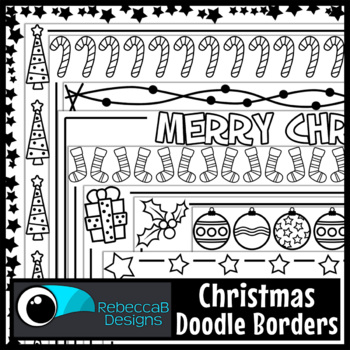 christmas border clip art black and white