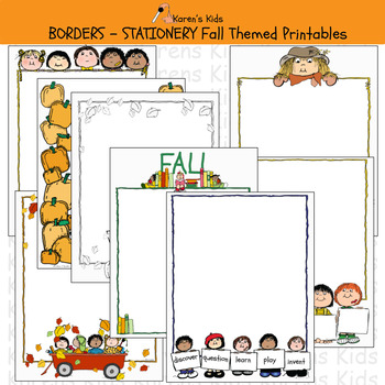 Preview of Borders FALL BORDERS & STATIONERY (Karen's Kids Editable Printables)