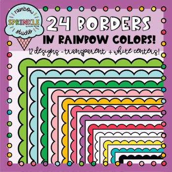 Preview of Rainbow Scalloped Borders Clipart FREEBIE