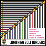 Borders: Lightning Border Clip Art, Thick Colors & Thin, 3 Sizes