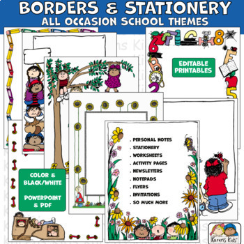 Preview of Borders Editable All Occasion School & Home (Karen's Kids Printables)