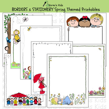 Preview of Borders SPRING BORDERS & STATIONERY (Karen's Kids Editable Printables)