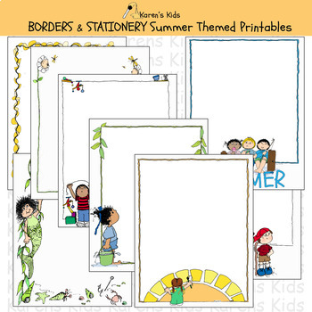 Preview of Borders SUMMER BORDERS and STATIONERY (Karen's Kids Editable Printables)