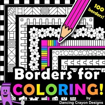 Preview of Borders for Coloring | 100 Black and White Borders and Frames Clip Art BUNDLE