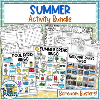 Preview of Boredom Buster Summer Activities Bundle - Word Searches, BINGO, Placemats
