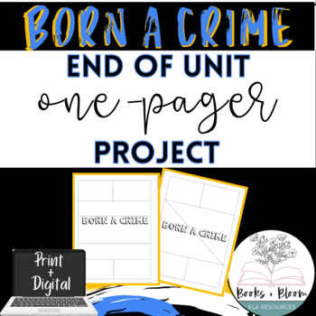 Preview of Born A Crime End of Unit Creative One-Pager Project/Activity - Distance Learning