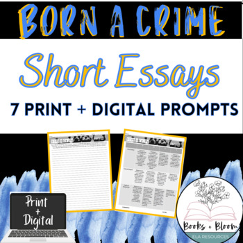 Preview of Born A Crime Short Essay Assessments - Print & Distance Learning