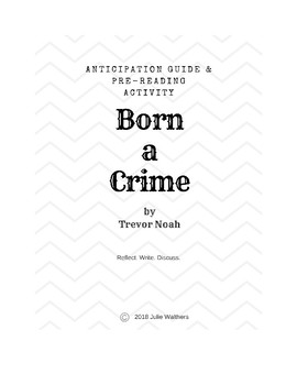 Preview of Born a Crime Anticipation Guide & Pre-Reading Activity