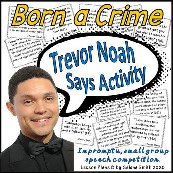 Preview of Born a Crime Impromptu Quote Activity - Trevor Noah - Fun!