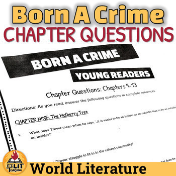 Preview of Born a Crime by Trevor Noah Chapter Questions | Unabridged & Young Readers