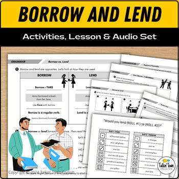 Preview of Borrow and Lend Role Play and Speaking Activities with Script and Audio | ESL