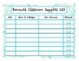 Borrowed Classroom Supplies Checklist