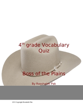 Preview of Boss of the Plains Vocabulary Quiz
