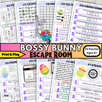 Preview of Bossy Bunny Escape Room: 10 Puzzles, Ages 8 and Up, Easter Escape Room