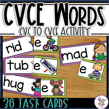 Preview of CVC to CVCe - Bossy E - Word Card Matching Activity
