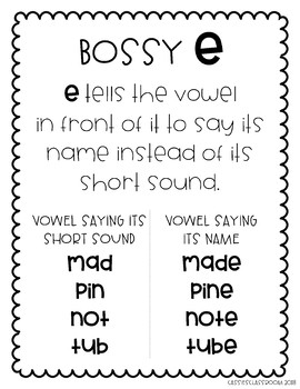 Bossy E Poster by Cassie's Classroom | Teachers Pay Teachers