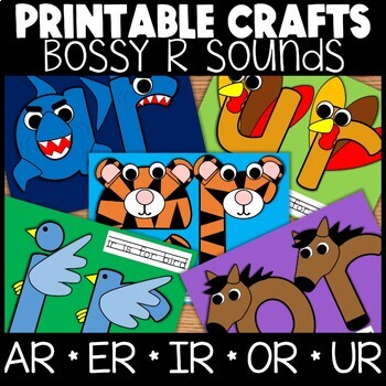 Preview of Bossy R Letter Crafts | AR ER IR OR UR R controlled vowel craft activities