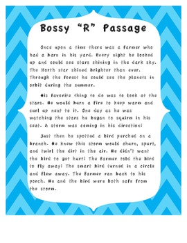 Preview of Bossy "R" ~R Controlled Vowel Passage for Highlighting.