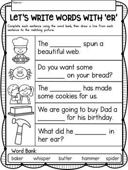 er bossy r word work phonics printables by tweet resources tpt