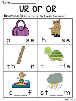 R Controlled Vowels Worksheets by Miss Giraffe | TpT
