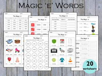 Bossy E Worksheets PDF Silent E Words Printable Phonics Worksheets Magic E Resource CVCe Worksheets Grade 1 Magic E Worksheets