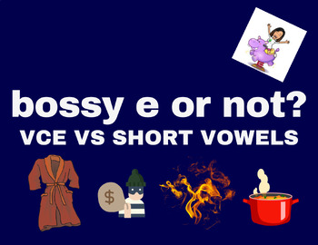 Preview of Bossy e or not? Boom! cards vce and short vowel multiple choice
